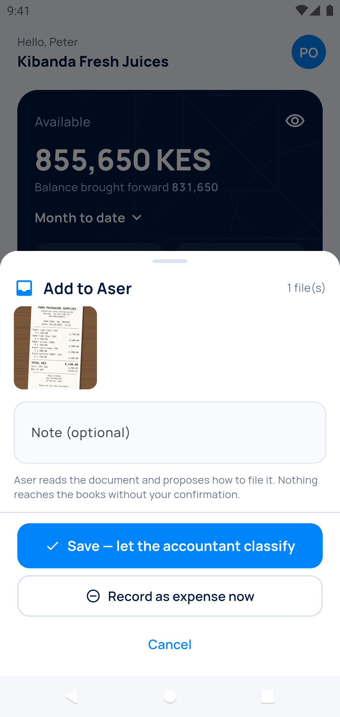 Step 2: Snap or share the receipt